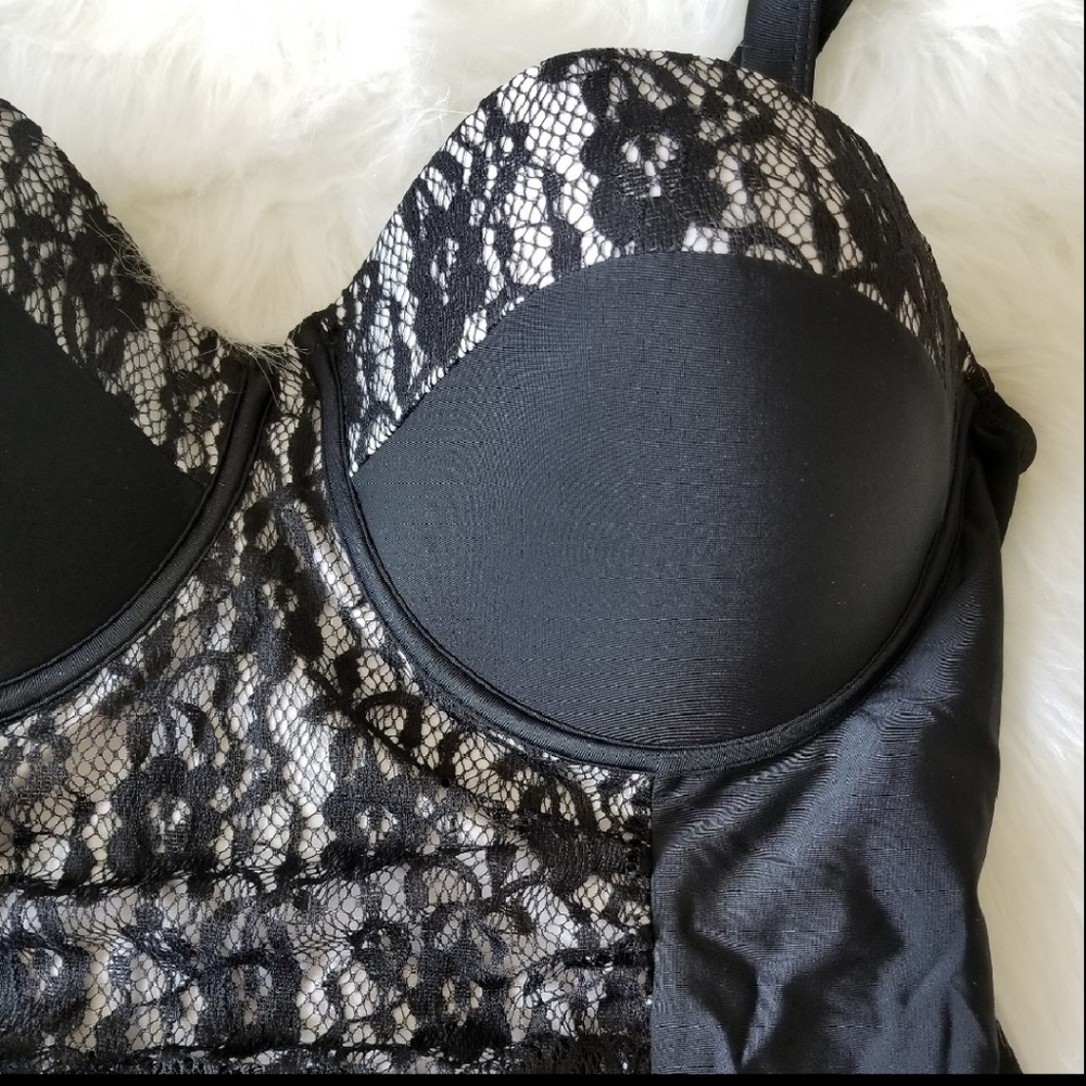 Plus Size Black Lace Swimsuit